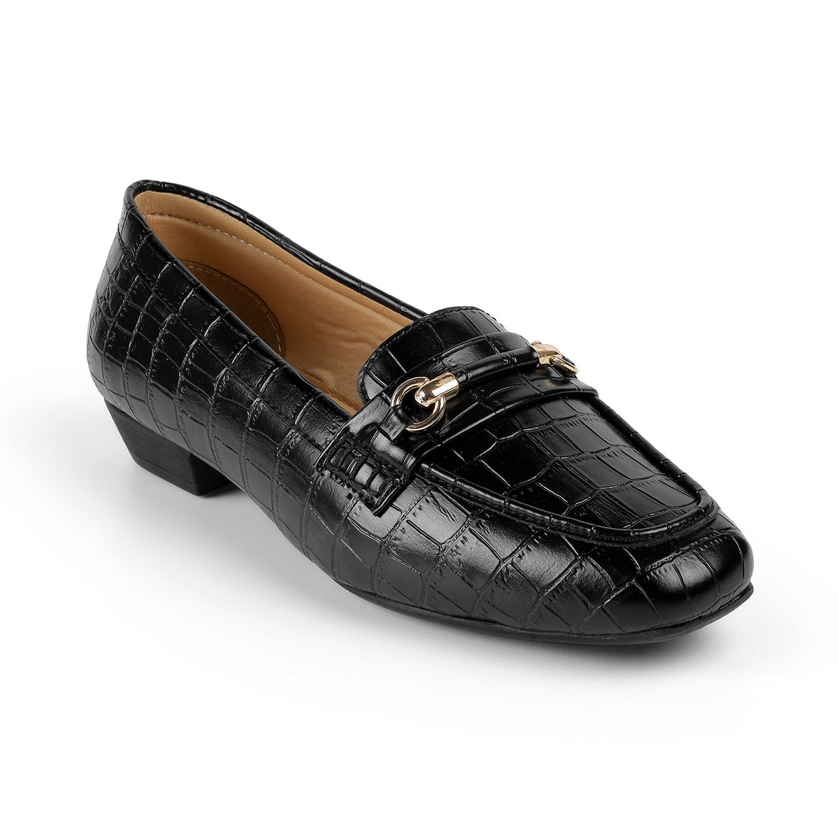 Tresmode Croco Black Women's Dress Loafers