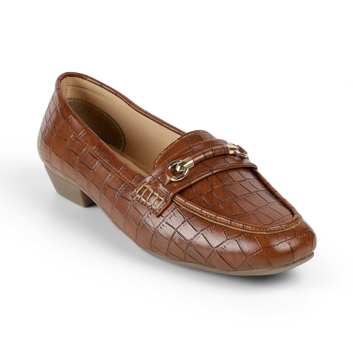 Tresmode Croco Tan Women's Dress Loafers