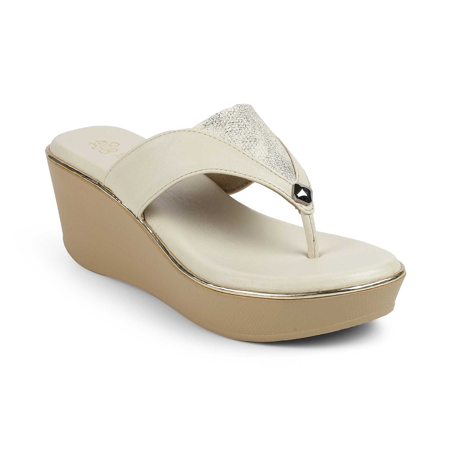 Women's Cream Wedge Heel Sandals Tresmode