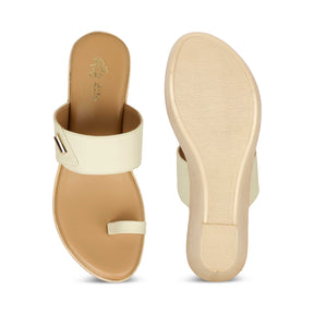 Tresmode Kannes Cream Women's Dress Wedge Sandals