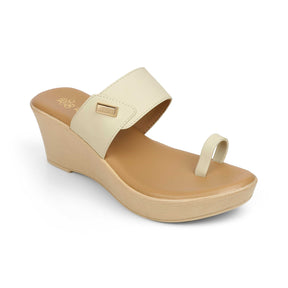 Tresmode Kannes Cream Women's Dress Wedge Sandals