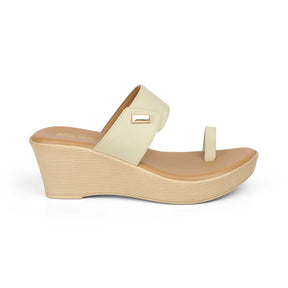 Tresmode Kannes Cream Women's Dress Wedge Sandals