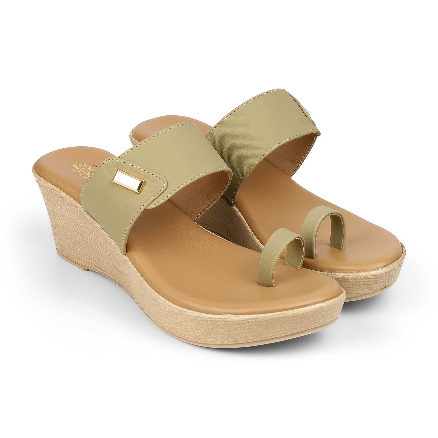 Tresmode Kannes Green Women's Dress Wedge Sandals