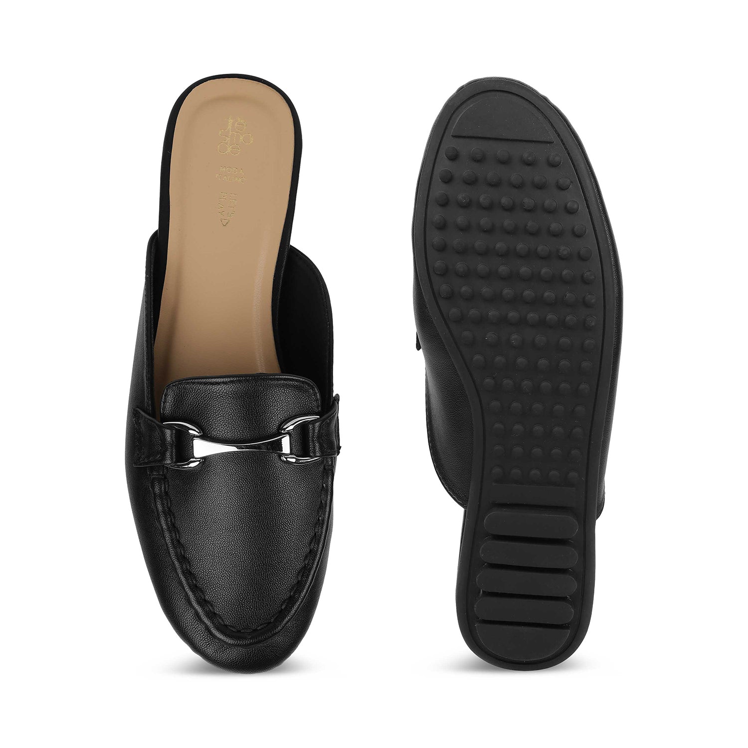 Tresmode Melsu Black Women's Casual Mules