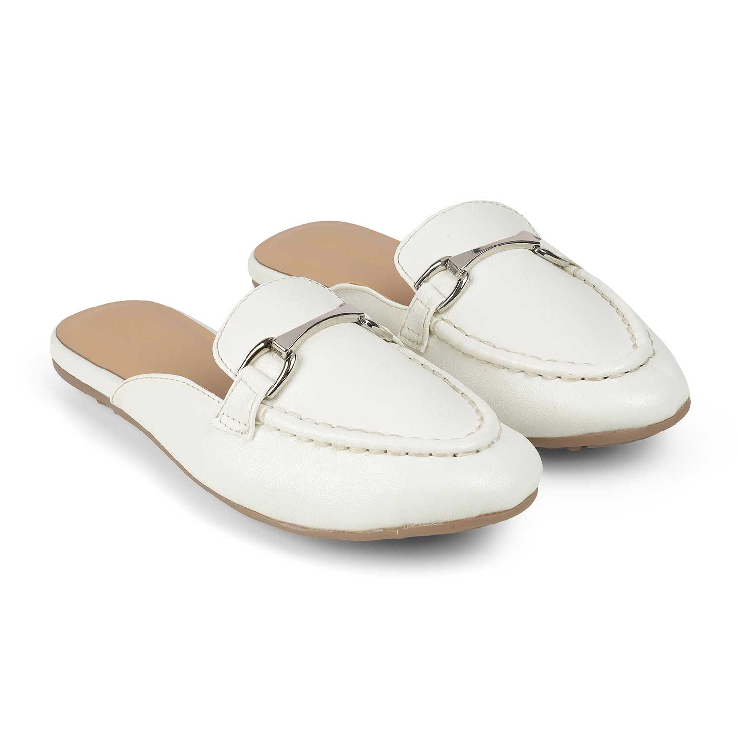 Tresmode Melsu White Women's Casual Mules