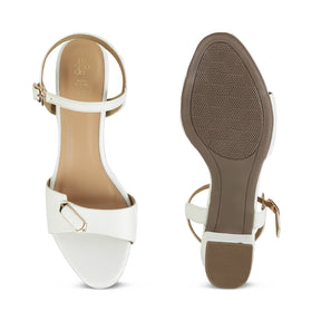 Tresmode Nemau White Women's Dress Block Heel Sandals