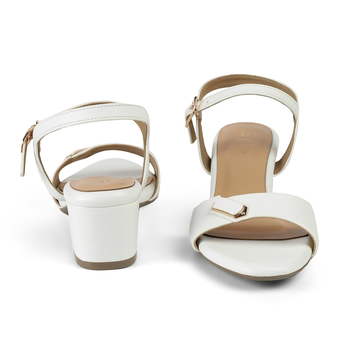 Tresmode Nemau White Women's Dress Block Heel Sandals