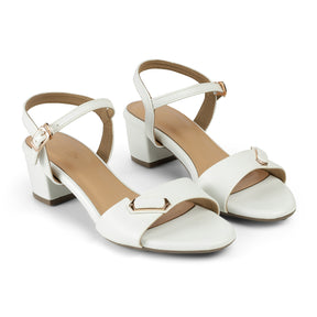 Tresmode Nemau White Women's Dress Block Heel Sandals
