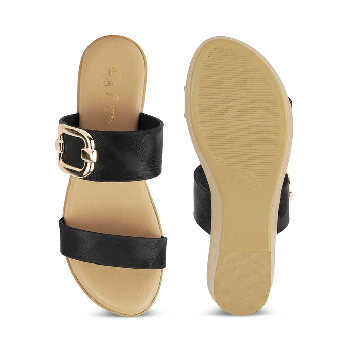 The Parigi Black Women's Dress Wedge Sandals Tresmode