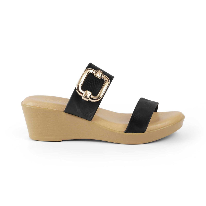 The Simi Black Women's Dress Wedge Sandals Tresmode
