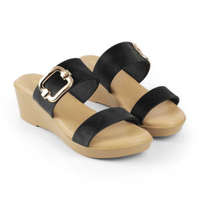Tresmode Regold Black Women's Dress Wedge Heel Sandals