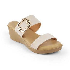 Tresmode Regold Cream Women's Dress Wedge Heel Sandals