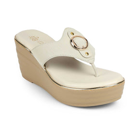 Women's Cream Wedge Sandals Tresmode