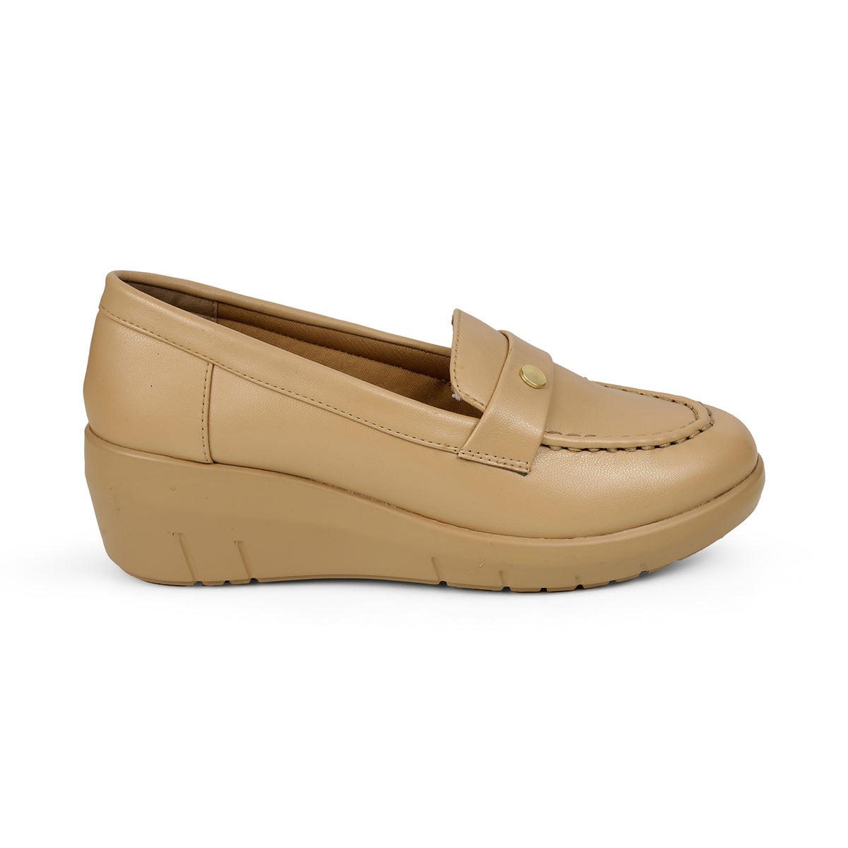 Tresmode Sugar Beige Women's Casual Wedge Loafers