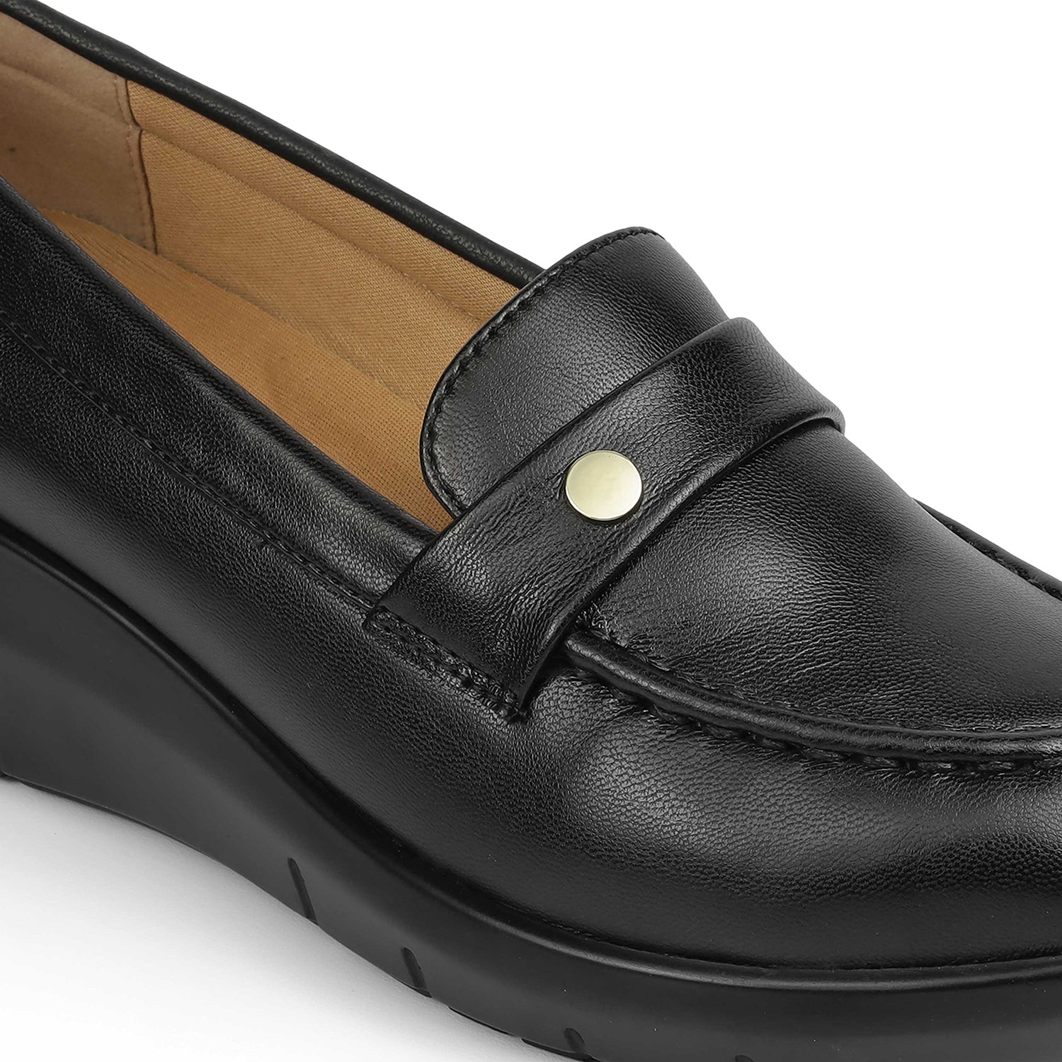 Tresmode Sugar Black Women's Casual Wedge Loafers