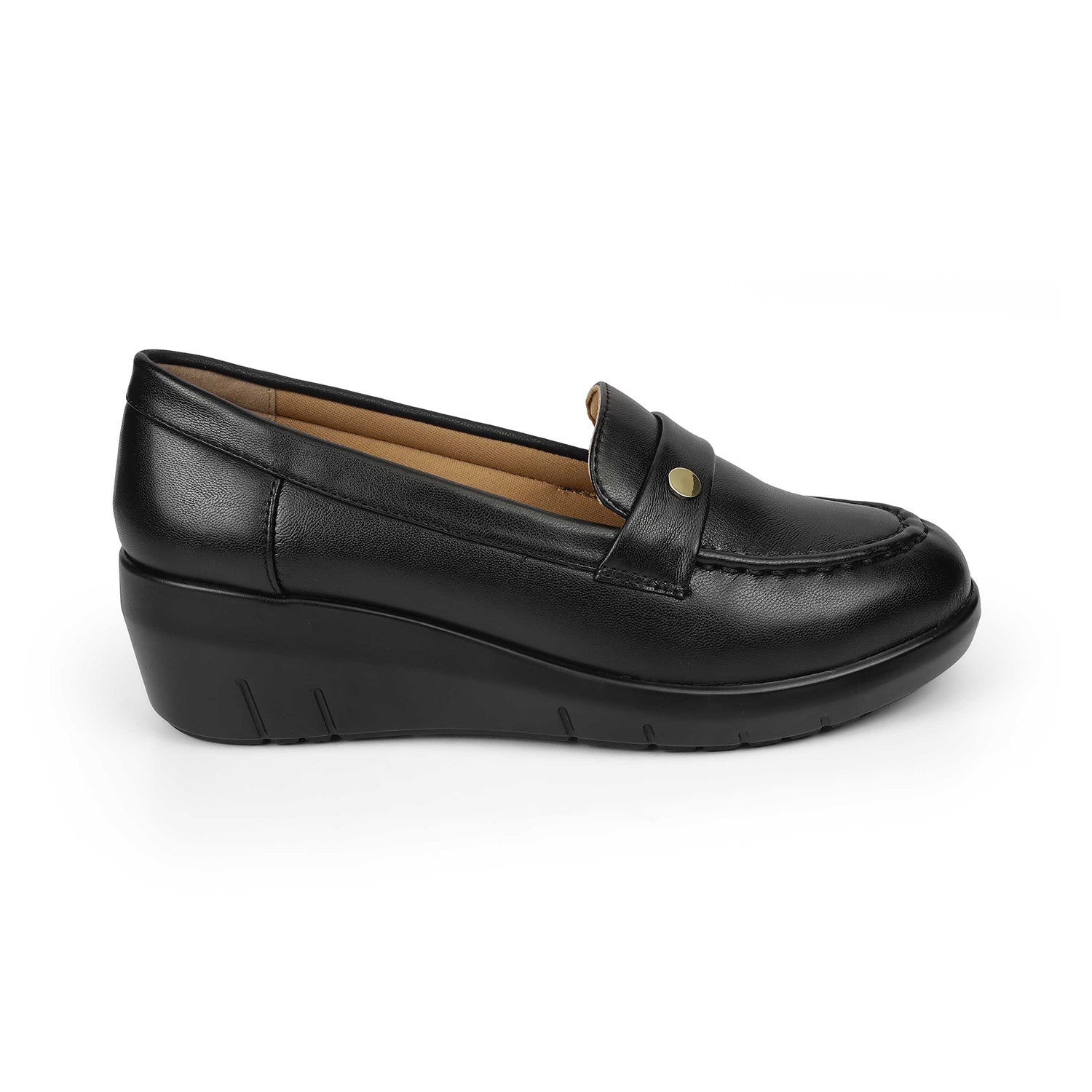 Tresmode Sugar Black Women's Casual Wedge Loafers