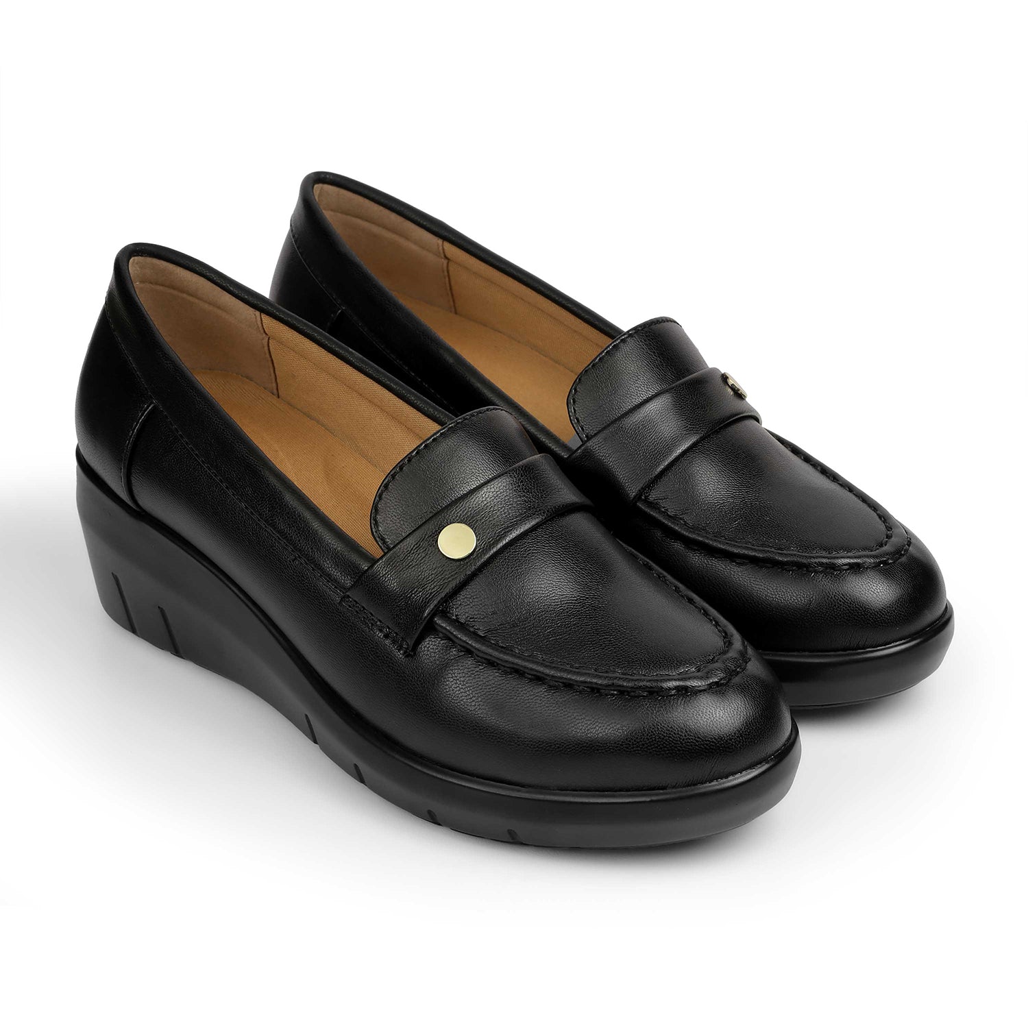 Tresmode Sugar Black Women's Casual Wedge Loafers