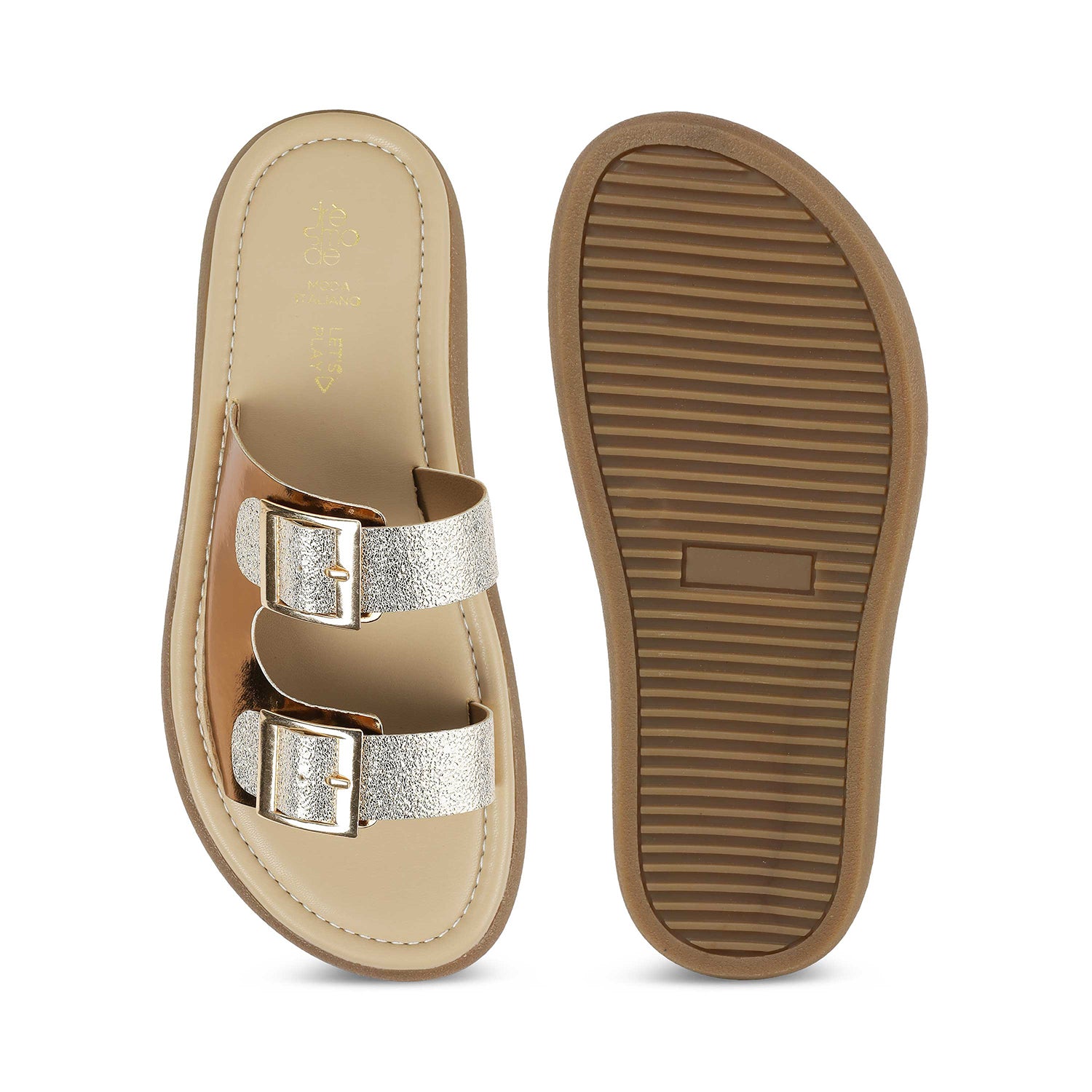 Tresmode Terra Champagne Women's Dress Platform Flats