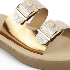 Tresmode Terra Champagne Women's Dress Platform Flats