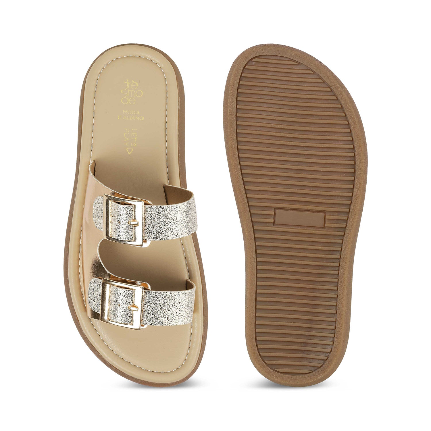 Tresmode Terra Gold Women's Dress Platform Flats
