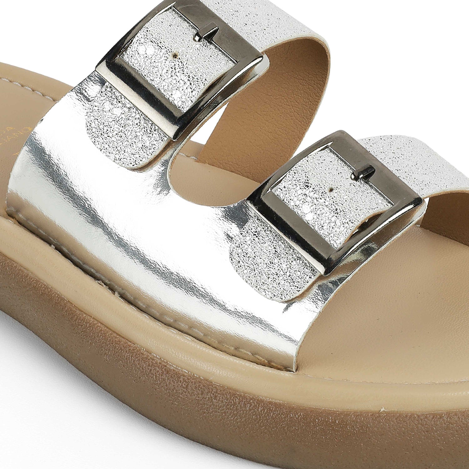 Tresmode Terra Silver Women's Dress Platform Flats
