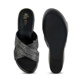 Tresmode Tulsa Black Women's Dress Wedge Sandals