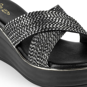 Tresmode Tulsa Black Women's Dress Wedge Sandals