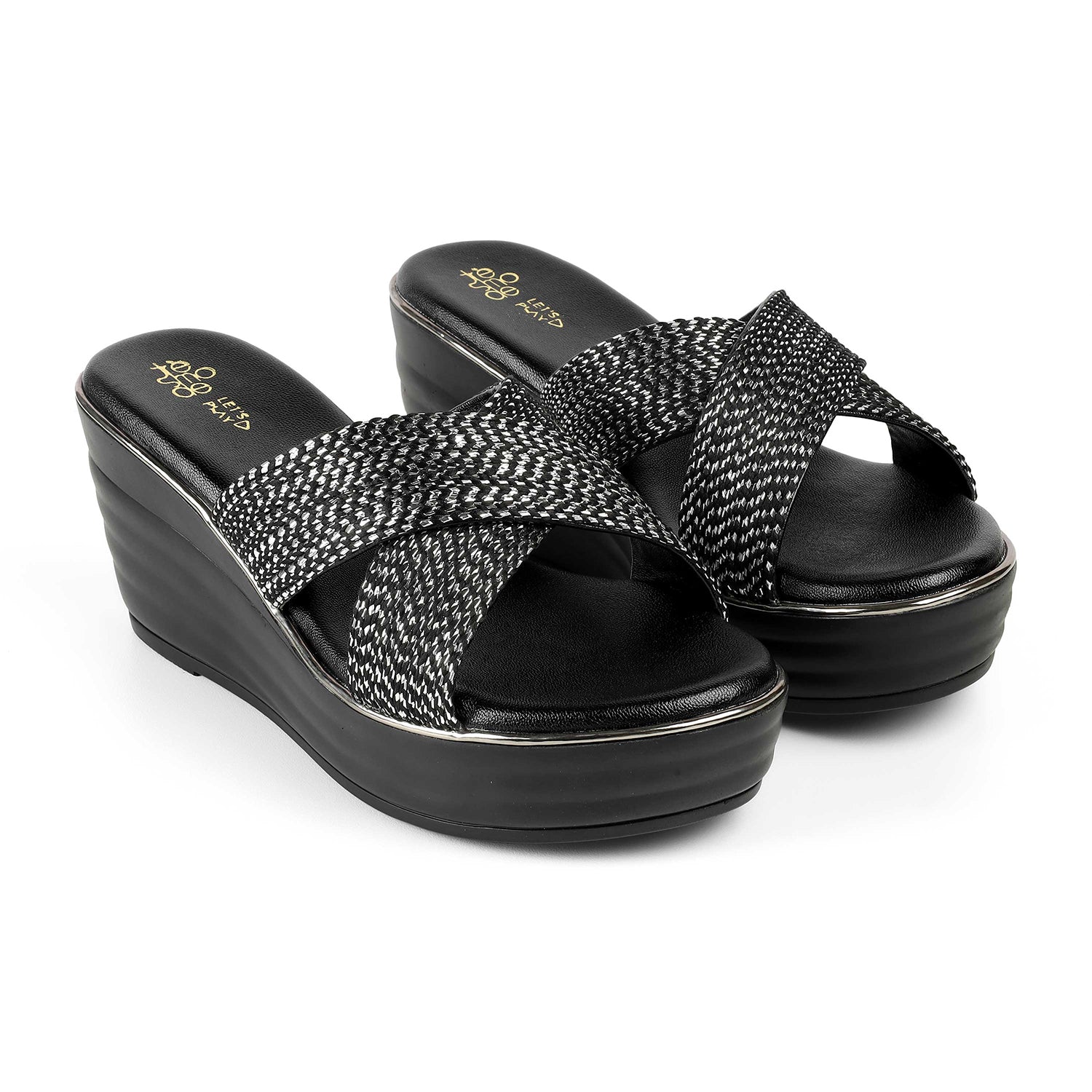 Tresmode Tulsa Black Women's Dress Wedge Sandals