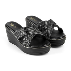 Tresmode Tulsa Black Women's Dress Wedge Sandals