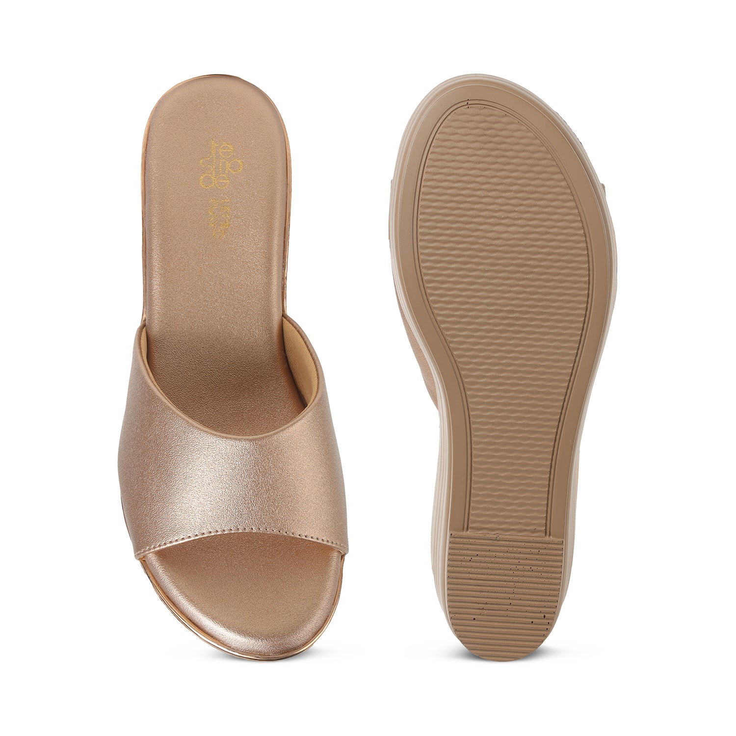 Tresmode All Champagne Women's Dress Wedge Sandals
