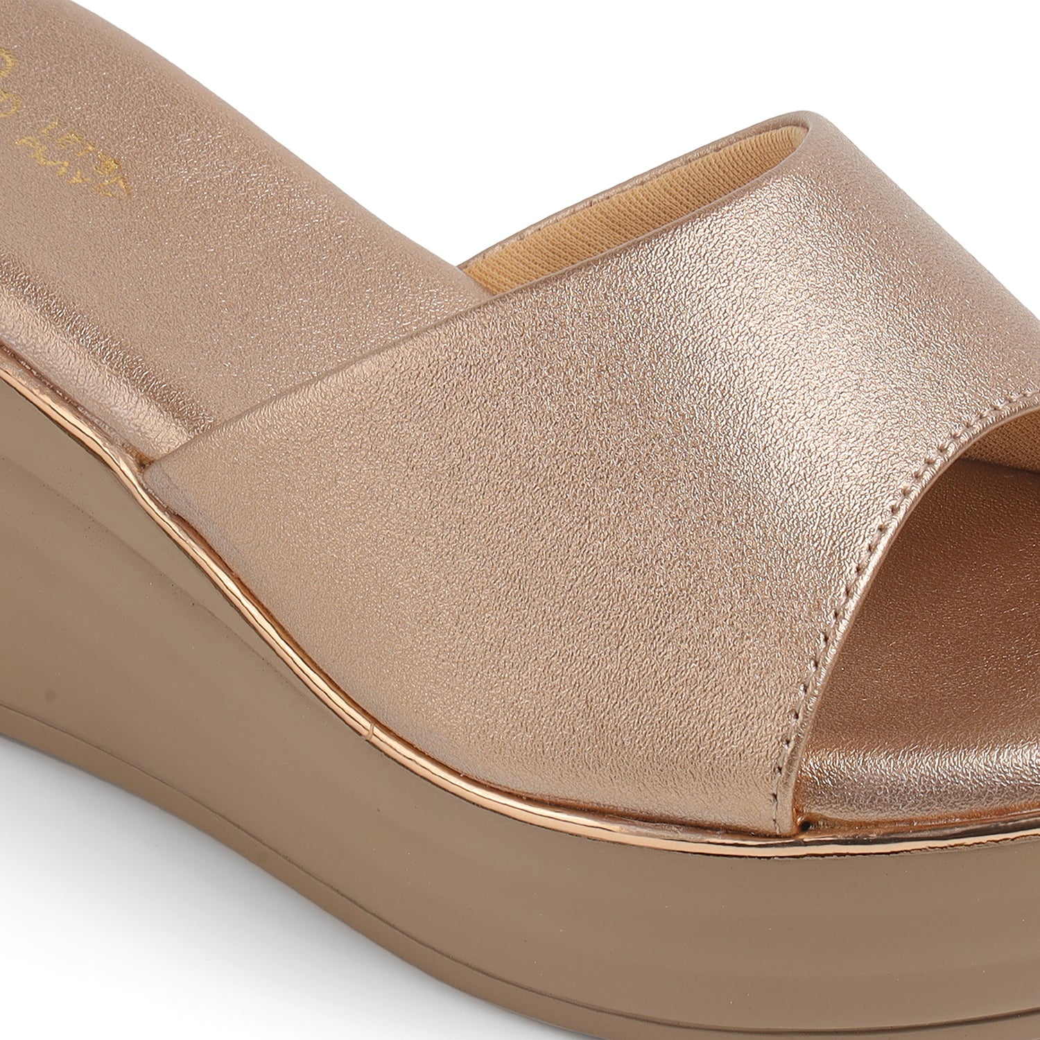 Tresmode All Champagne Women's Dress Wedge Sandals