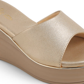 Tresmode All Gold Women's Dress Wedge Sandals