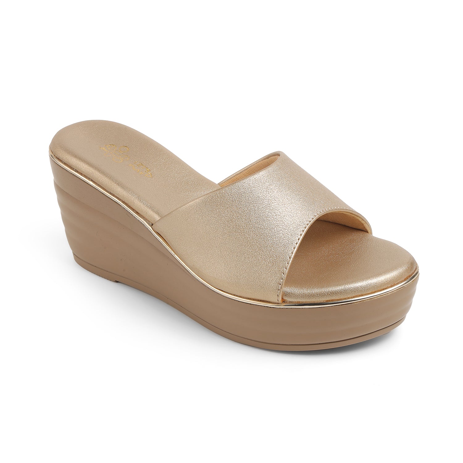 Tresmode All Gold Women's Dress Wedge Sandals