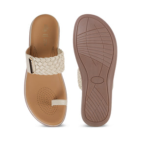 Tresmode Auma Cream Women's Casual Platform Flats