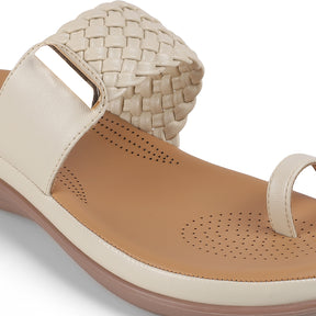 Tresmode Auma Cream Women's Casual Platform Flats