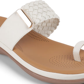 Tresmode Auma White Women's Casual Platform Flats