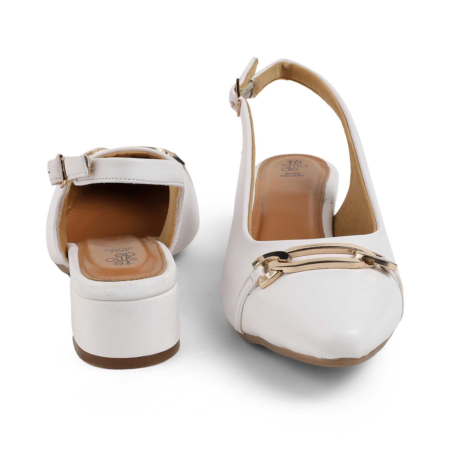 Tresmode Beshim White Women's Slingback Pumps