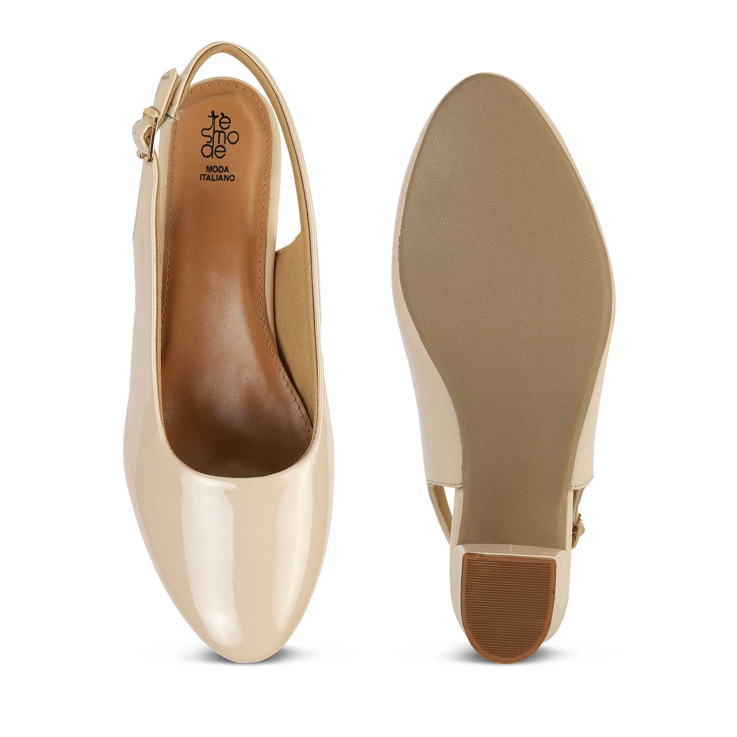 Tresmode Coat Beige Women's Dress Slingback Block Heel Sandals