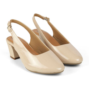 Tresmode Coat Beige Women's Dress Slingback Block Heel Sandals