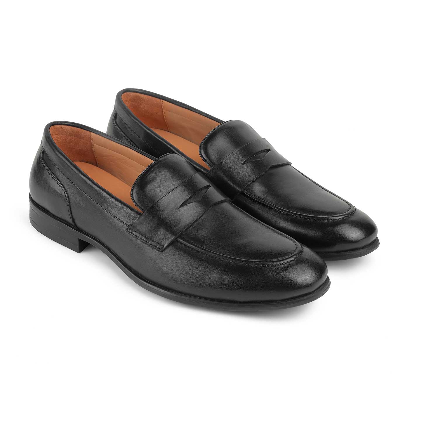 Tresmode Dos Black Men's Leather Penny Loafers