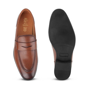 Tresmode Dos Tan Men's Leather Penny Loafers