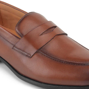 Tresmode Dos Tan Men's Leather Penny Loafers