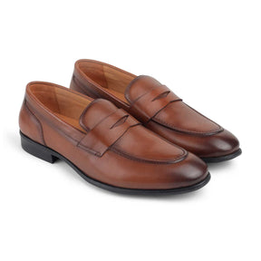 Tresmode Dos Tan Men's Leather Penny Loafers
