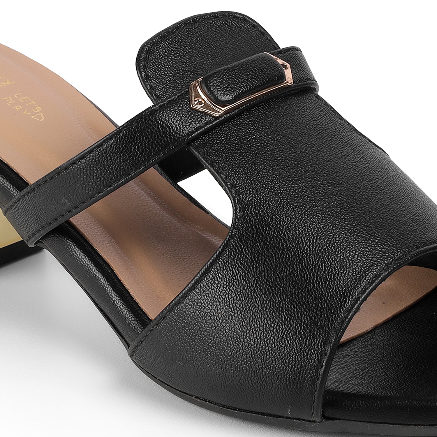 Tresmode Fiso Black Women's Dress Block Heel Sandals