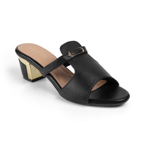 Tresmode Fiso Black Women's Dress Block Heel Sandals