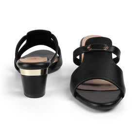 Tresmode Fiso Black Women's Dress Block Heel Sandals