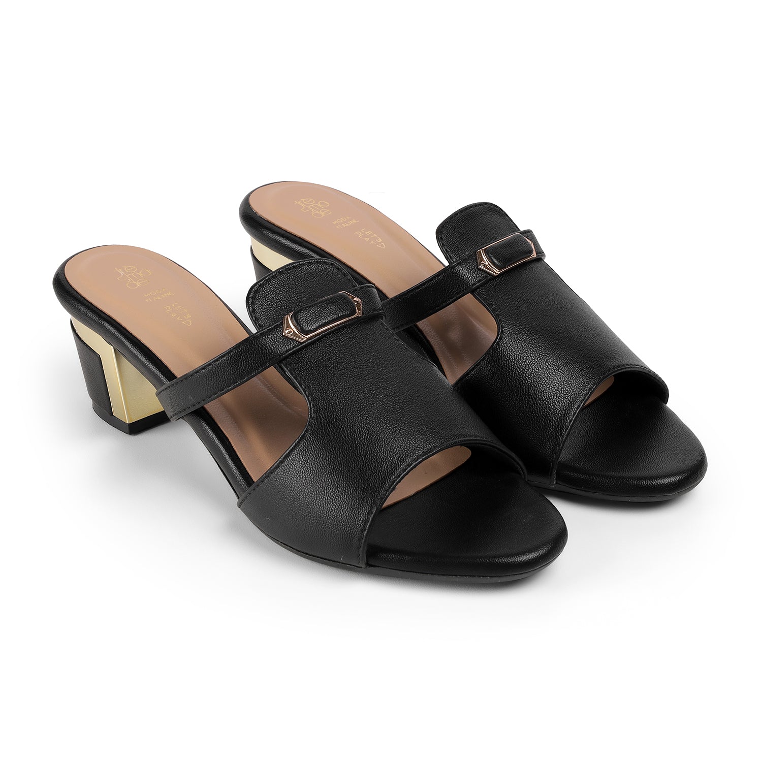 Tresmode Fiso Black Women's Dress Block Heel Sandals