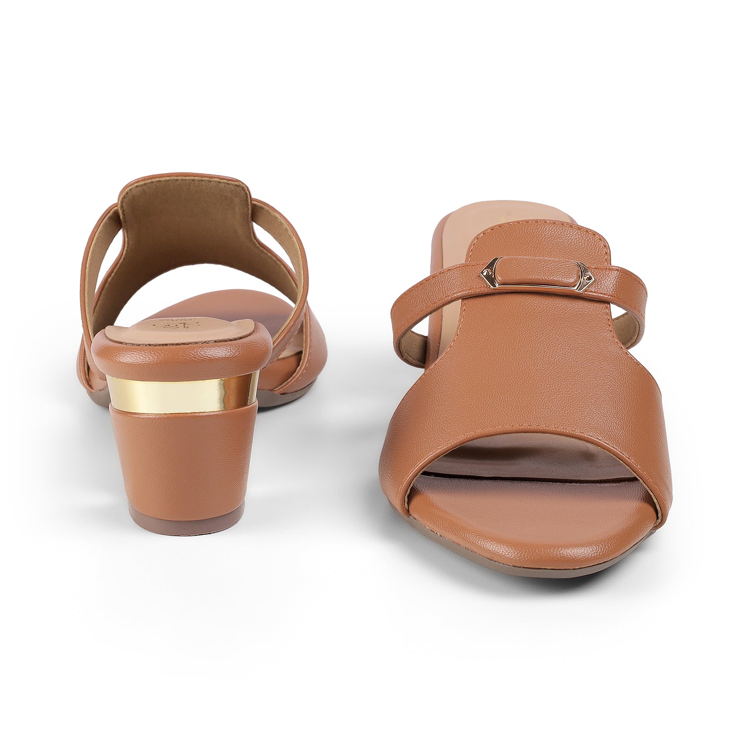 Tresmode Fiso Tan Women's Dress Block Heel Sandals