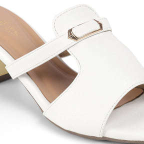 Tresmode Fiso White Women's Dress Block Heel Sandals