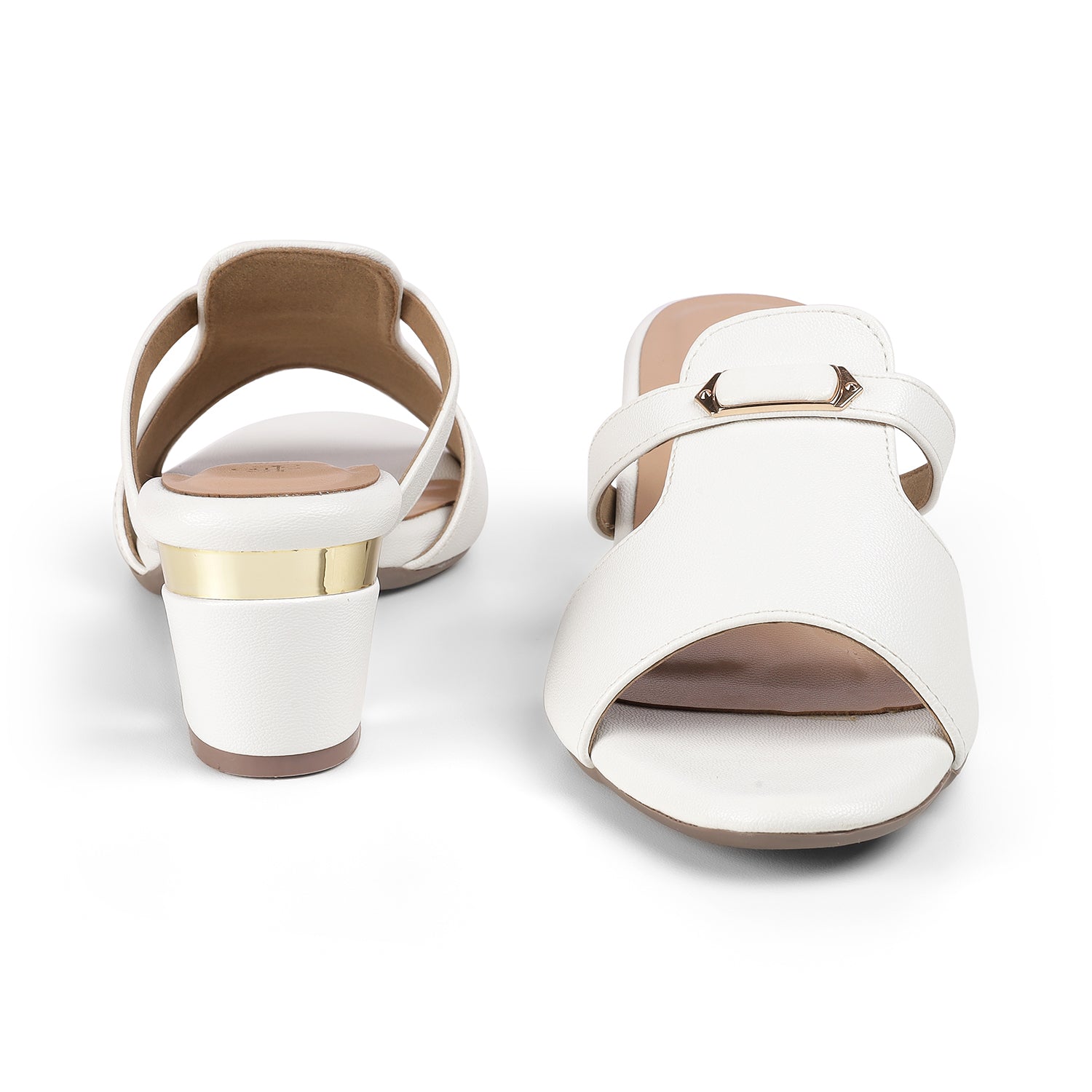Tresmode Fiso White Women's Dress Block Heel Sandals